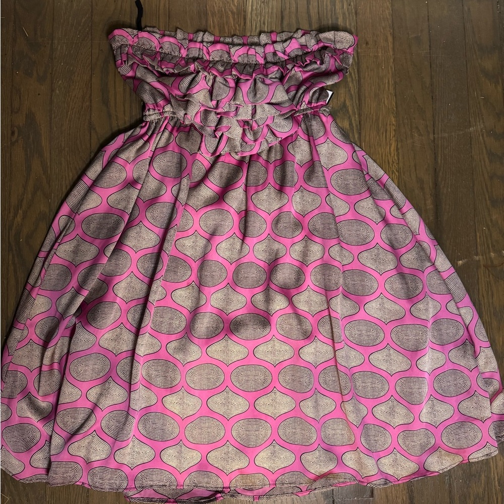 Judith March Strapless Pink and Gray Dress
